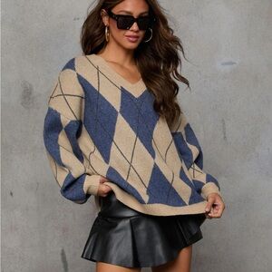 VICI (Emory Park) oversized argyle grandpa sweater